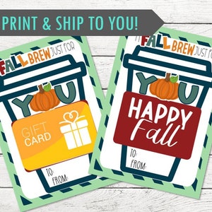 Fun Fall Brew Gift Card Tag - Happy Fall Ya&#39;ll - Great with Gift Cards or a Cup of Coffee - PRINTED and Shipped - Personalization