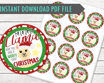 May include: A sheet of Christmas-themed stickers with a llama wearing a Santa hat. The stickers have a red and green border with the text "Fa La La La Llama" and "Hope you have a wooly great Christmas."