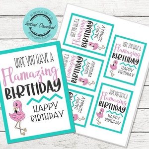 Cute Flamingo Happy Birthday Tag - Back to School Flamingo Theme - Celebrate Your Students Birthdays! - DIGITAL - Personalization Available