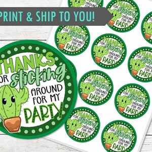 Adesivi di ringraziamento a forma di cactus - STAMPATI e SPEDITI - Sticking With Me - Cactus verde - Compleanno - Adesivi o etichette - Opzione di personalizzazione