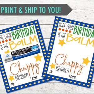 Niedlicher Chappy Birthday-Geschenkanhänger – Alles Gute zum Geburtstag! - Ideal zum Verteilen von Lippenbalsam - GEDRUCKT und versendet - Personalisierung