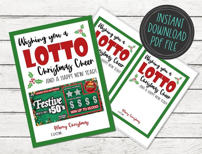 Christmas Lotto Gift Card Tag Merry Christmas Perfect for Etsy
