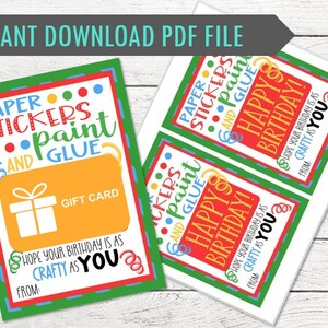 Fun Crafty Birthday Gift Card Tag - Happy Birthday! - Great for Handing Out with Gift Cards - DIGITAL - Personalization Available