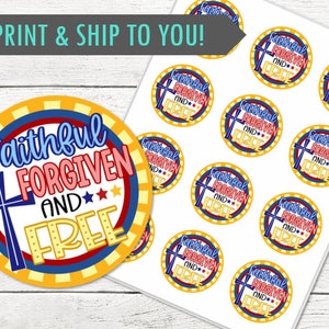 Treue Vergebene und Kostenlose 4.Juli Aufkleber oder Cupcake Toppers - Glücklich 4.Juli! - GEDRUCKT und versendet - Personalisierung verfügbar