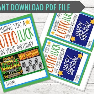 Lustiger Lotto Geburtstagsgeschenkanhänger - Happy Birthday! - Ideal zum Verteilen mit Lottoscheinen - DIGITAL - Personalisierung verfügbar