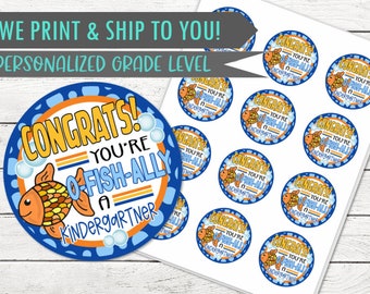 Cute Goldfish End of School Sticker Sheet - Happy Summer! - Great for Goody Bags and Envelopes - PRINTED and Shipped - Personalization