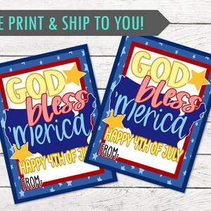 God Bless Merica 4th of Jul Geschenkanhänger - Geschenkanhänger zum Feiern der USA - Happy 4th of Jul! - GEDRUCKT und versendet - Personalisierung verfügbar