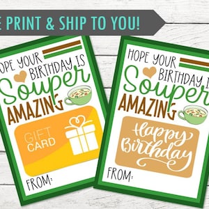 Supersüßer Souper Anhänger auf einer Geburtstagskarte - Happy Birthday! - Ideal zum Verteilen von Restaurant-Geschenkkarten - GEDRUCKT und versandt - Personalisieren