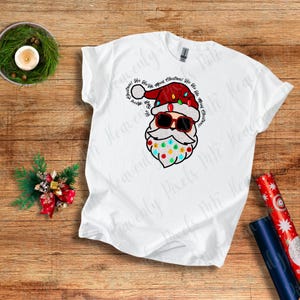 Deck the Beard Santa Tee, Rockin’ Santa T-Shirt, Cool Claus Vibes, Bearded and Bright Shirt, Merry & Hip Santa T-Shirt