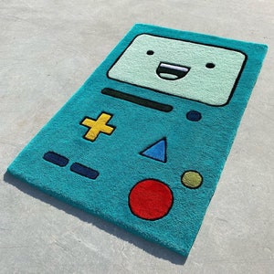 BMO tufted rug, handmade cartoon carpet, character home decor rug for gameroom, bedroom, Finn and jake birthday gift