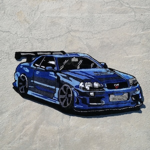 Nissan Gt R Rug Sport Car Tufted Rug, Car Rug, Skyline R34 Fluffy Carpet, Aesthetic ...