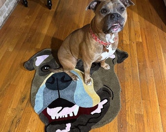 Personalized dog portrait rug, custom pet rug, dog portrait, custom pet portrait, handmade tufted rug, dog gifts, pet lover gift