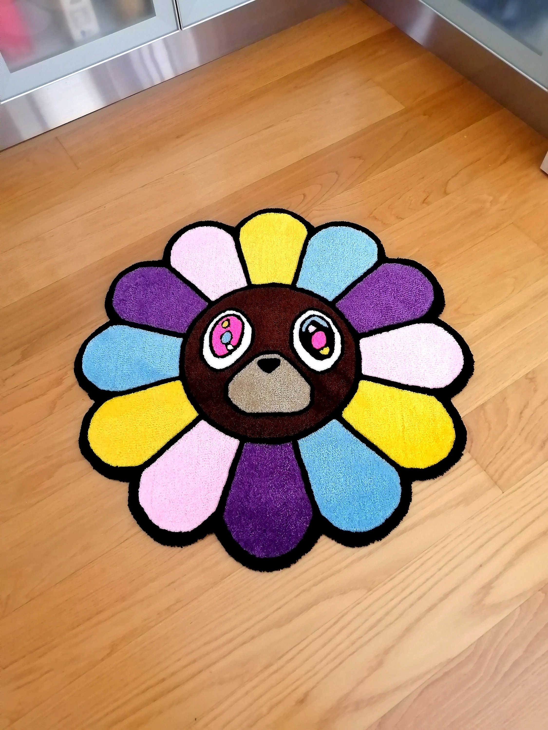 Kanye Bear Tufted Rug, Colorful Floral Rug, Hypebeast Decor Kanye Bear Tufted Rug, Colorful Floral Rug, Hypebeast Decor