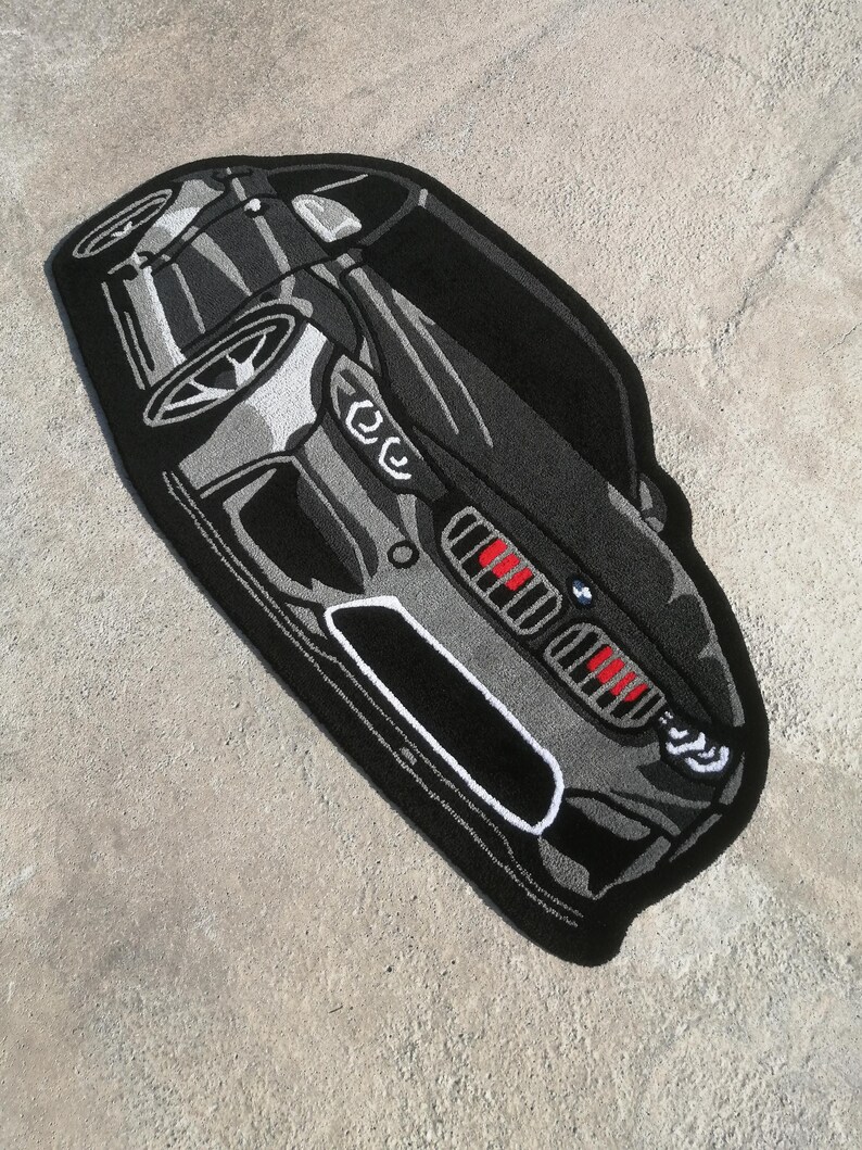 Face Rug Cars Black M4 Car Tufted Rug, Aesthetic Rug for Bedroom, Sport Car Carpet ...