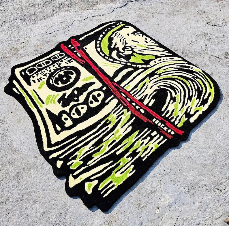 100 Dollar Bill Tufted Rug, Dollar Money Custom Rug, Handmade Rug ...