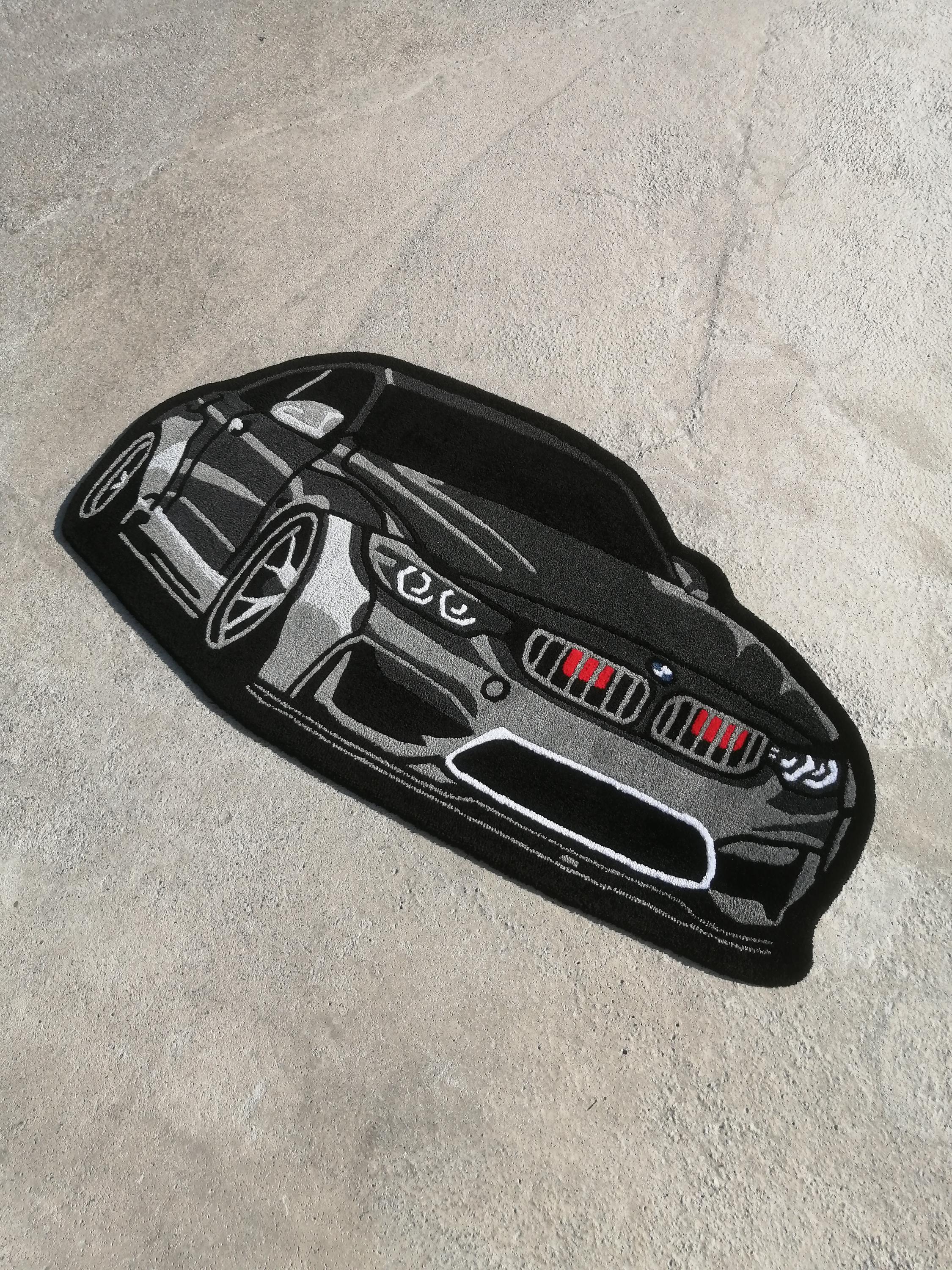Black M4 Car Tufted Rug, Aesthetic Rug for Bedroom, Sport Car Carpet ...