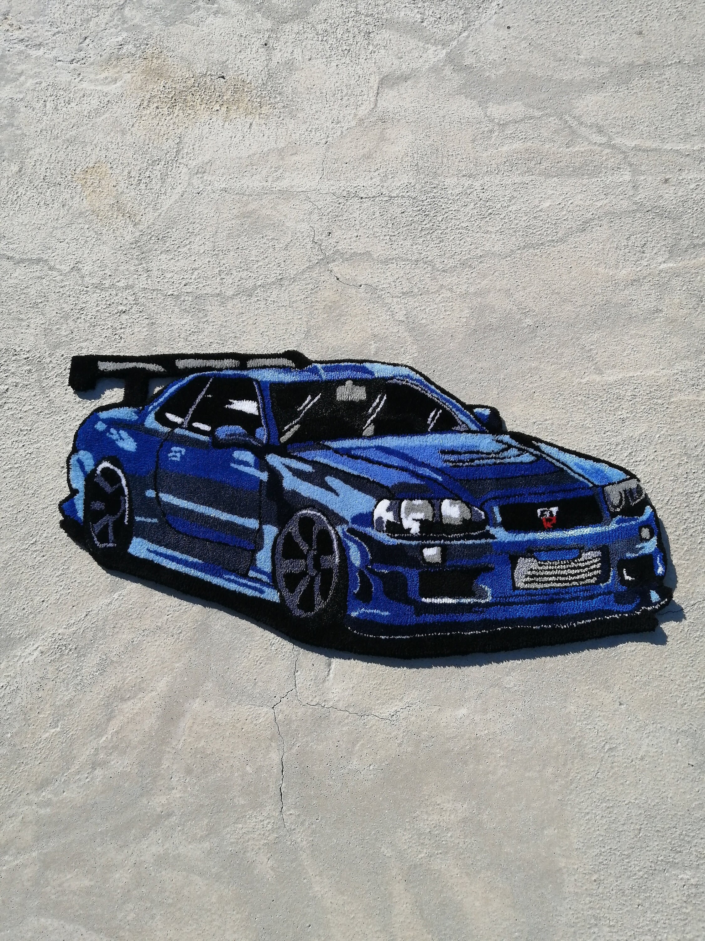 Sport Car Tufted Rug, Car Rug, Skyline R34 Fluffy Carpet, Aesthetic ...