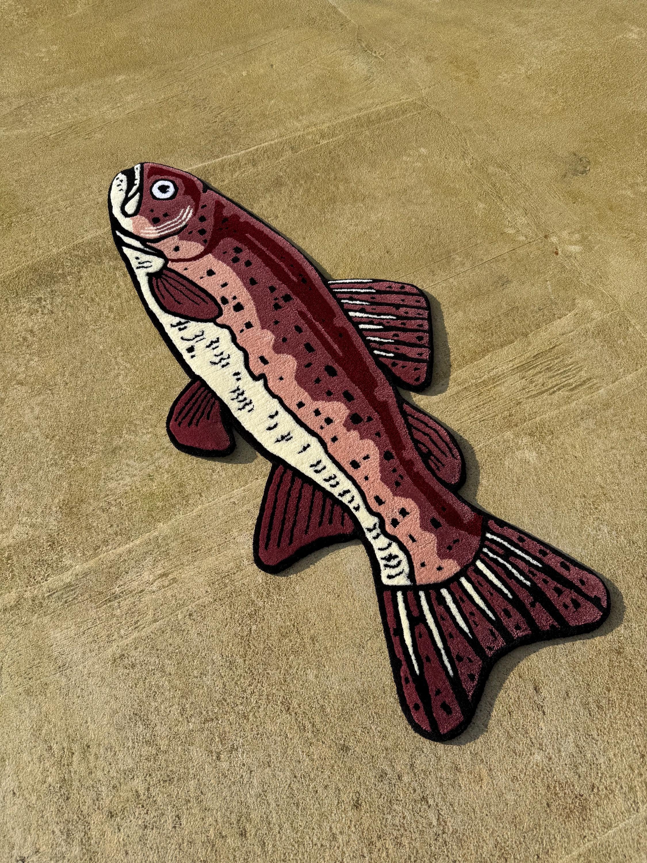 Custom Fish Can Rug Handmade Trout Fish Rug, Unique Fishing Gift for Him, Custom Tufted Rug ...
