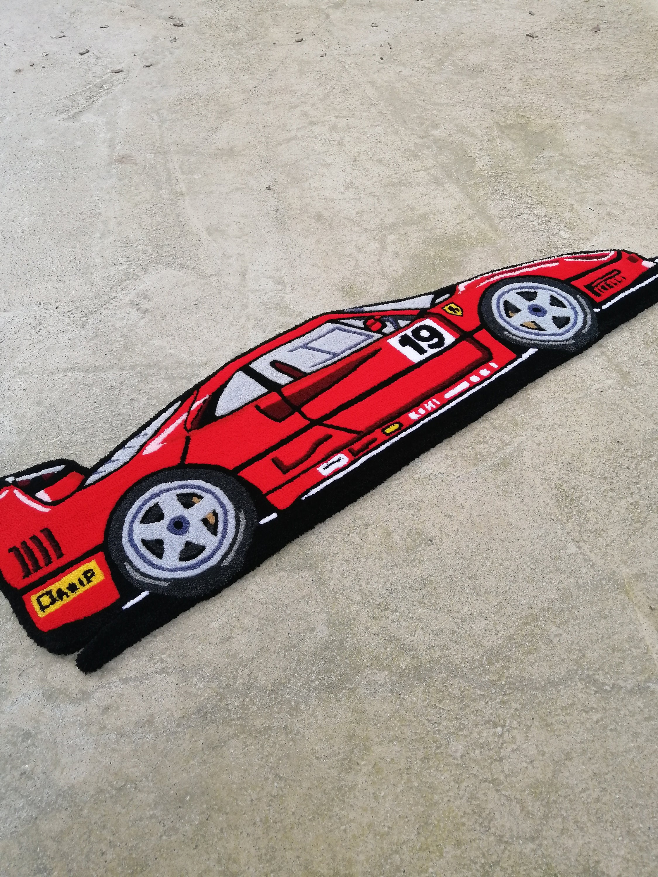 Racing Car Tufted Rug, F40 Handmade Car Rug, Home Decor Carpet ...