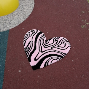 Herz getufteter Teppich, weicher Wohnteppich, Zebra-Teppich für Schlafzimmer, Wohnzimmer, Bad