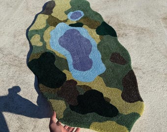 Custom Moss rug for Nursery decor, soft & cozy tufted rug, irregular moss rug for bedroom, handmade grass rug, area rug