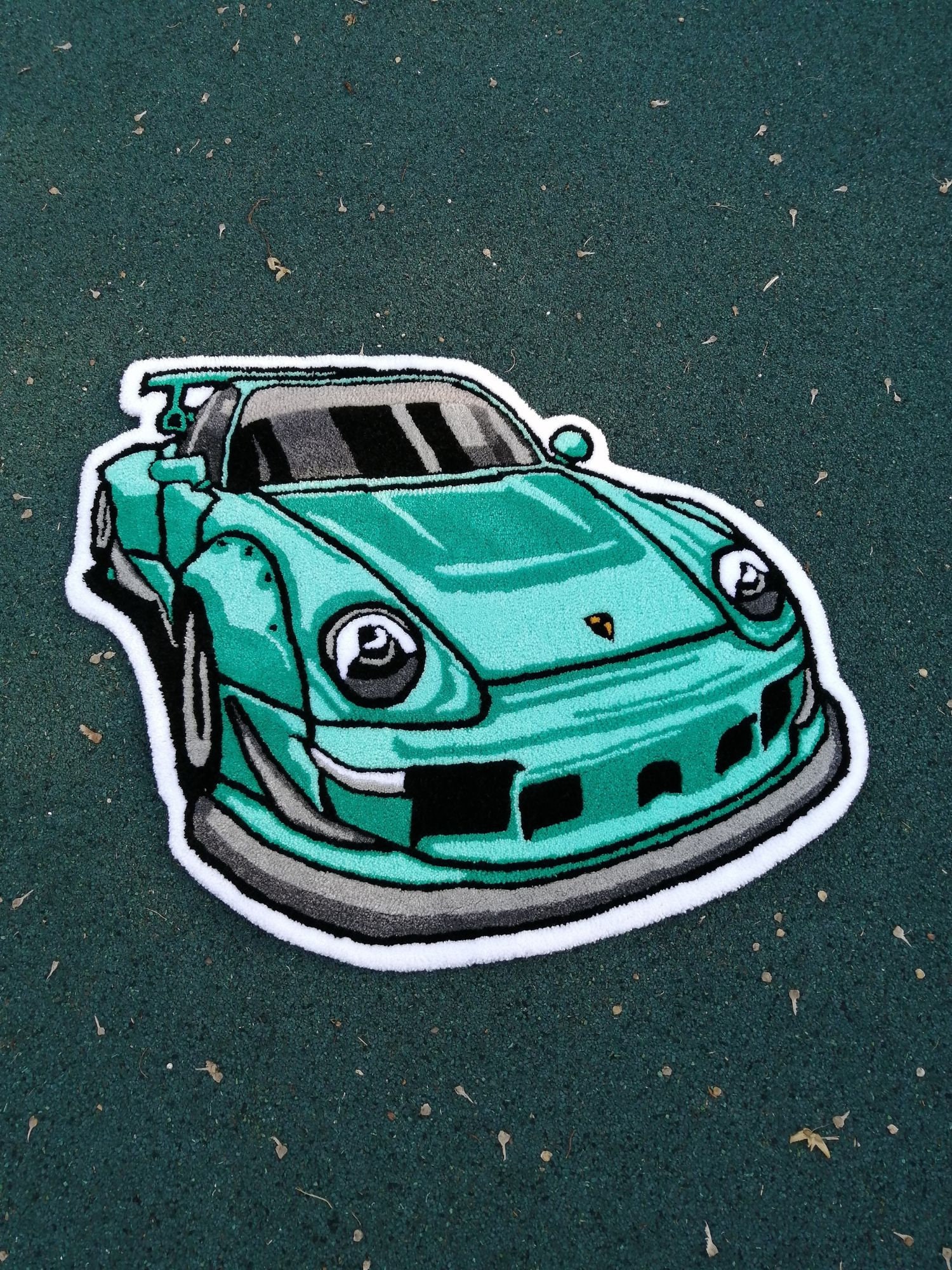 Vintage Car Tufted Rug, Car Rug, Porsche Art Tufted Carpet, Aesthetic