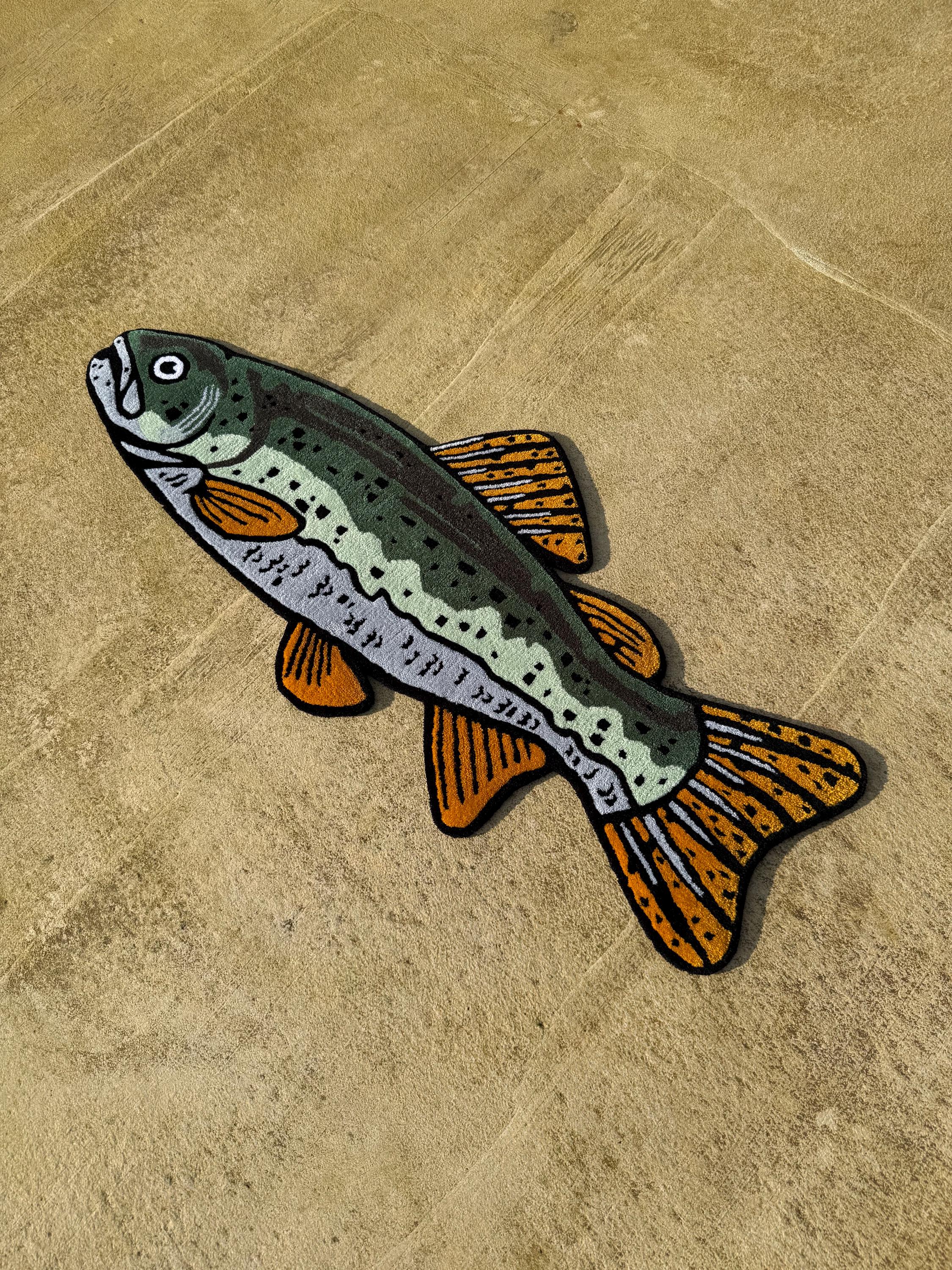 Custom Fish Can Rug Handmade Trout Fish Rug, Unique Fishing Gift for Him, Custom Tufted Rug ...