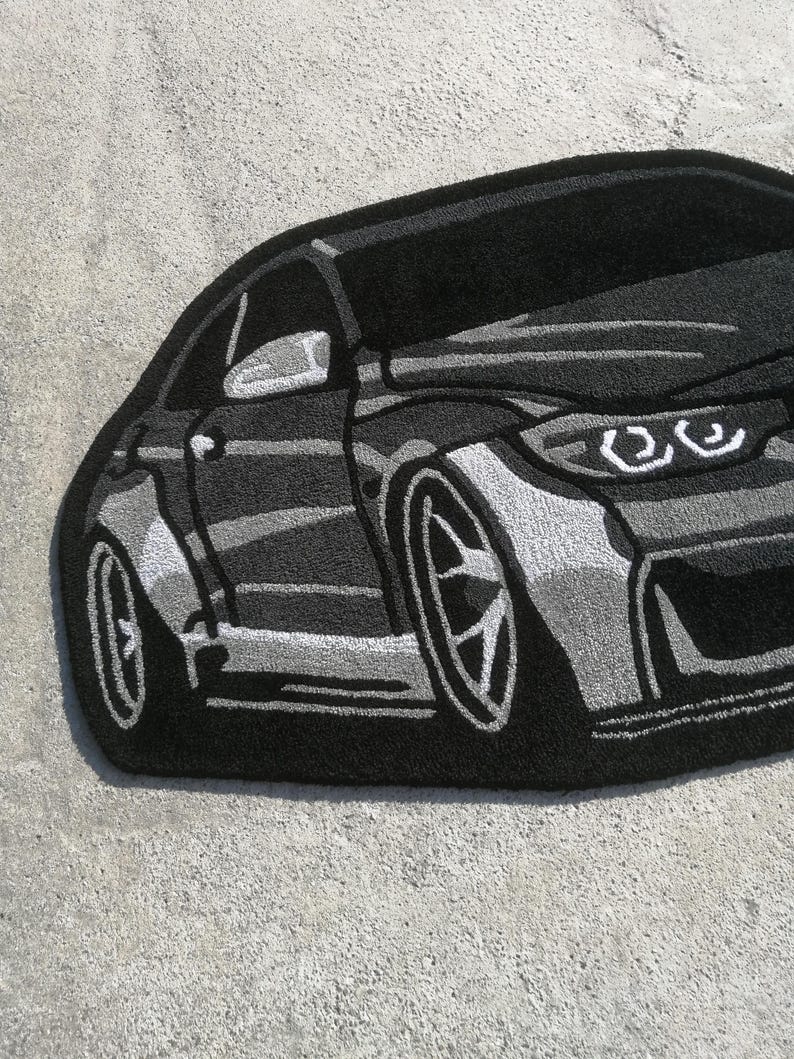 V8 Rug Black M4 Car Tufted Rug, Aesthetic Rug for Bedroom, Sport Car Carpet ...
