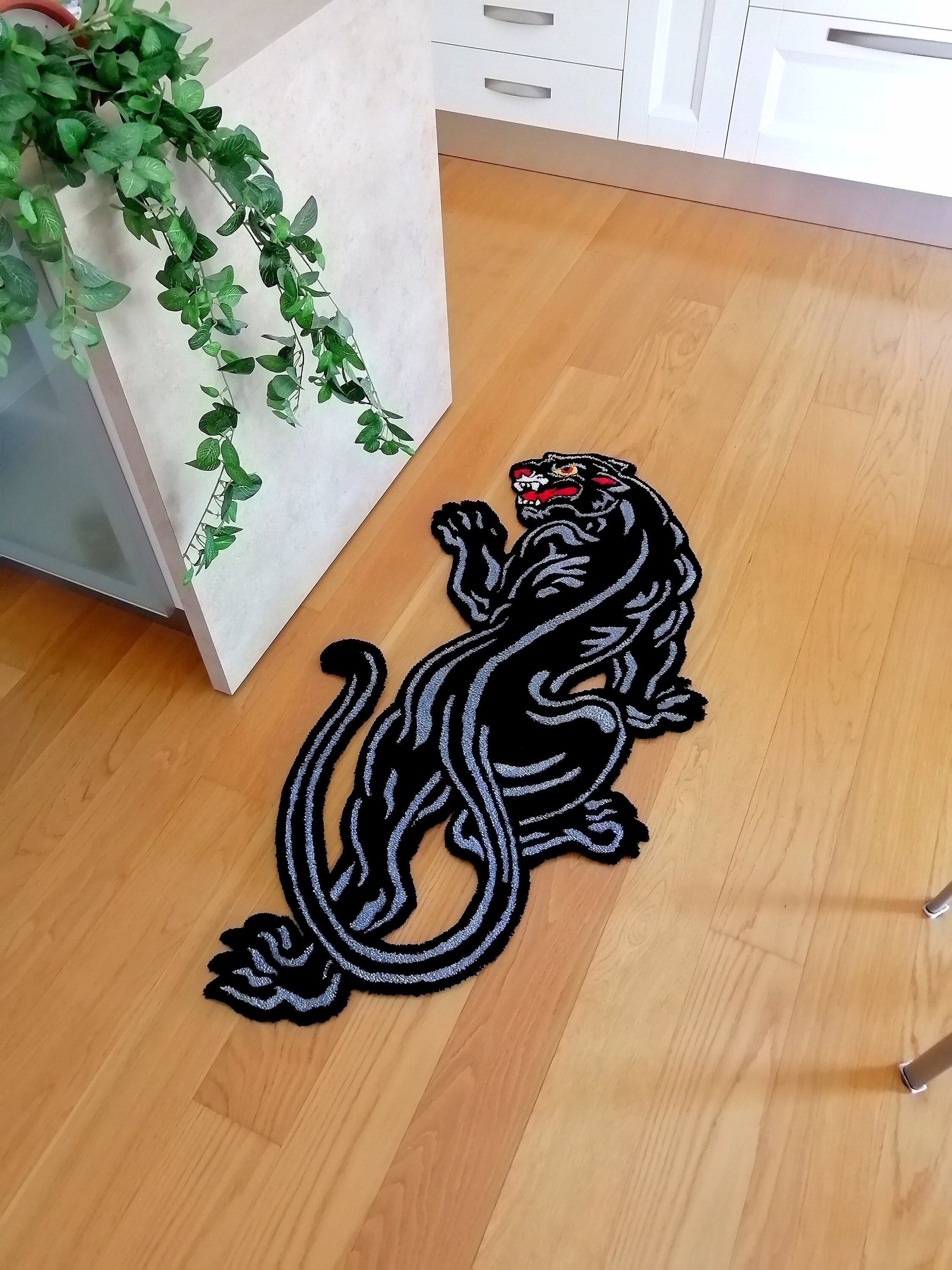 Panther Tufted Rug, Handmade Custom Rug, American Traditional
