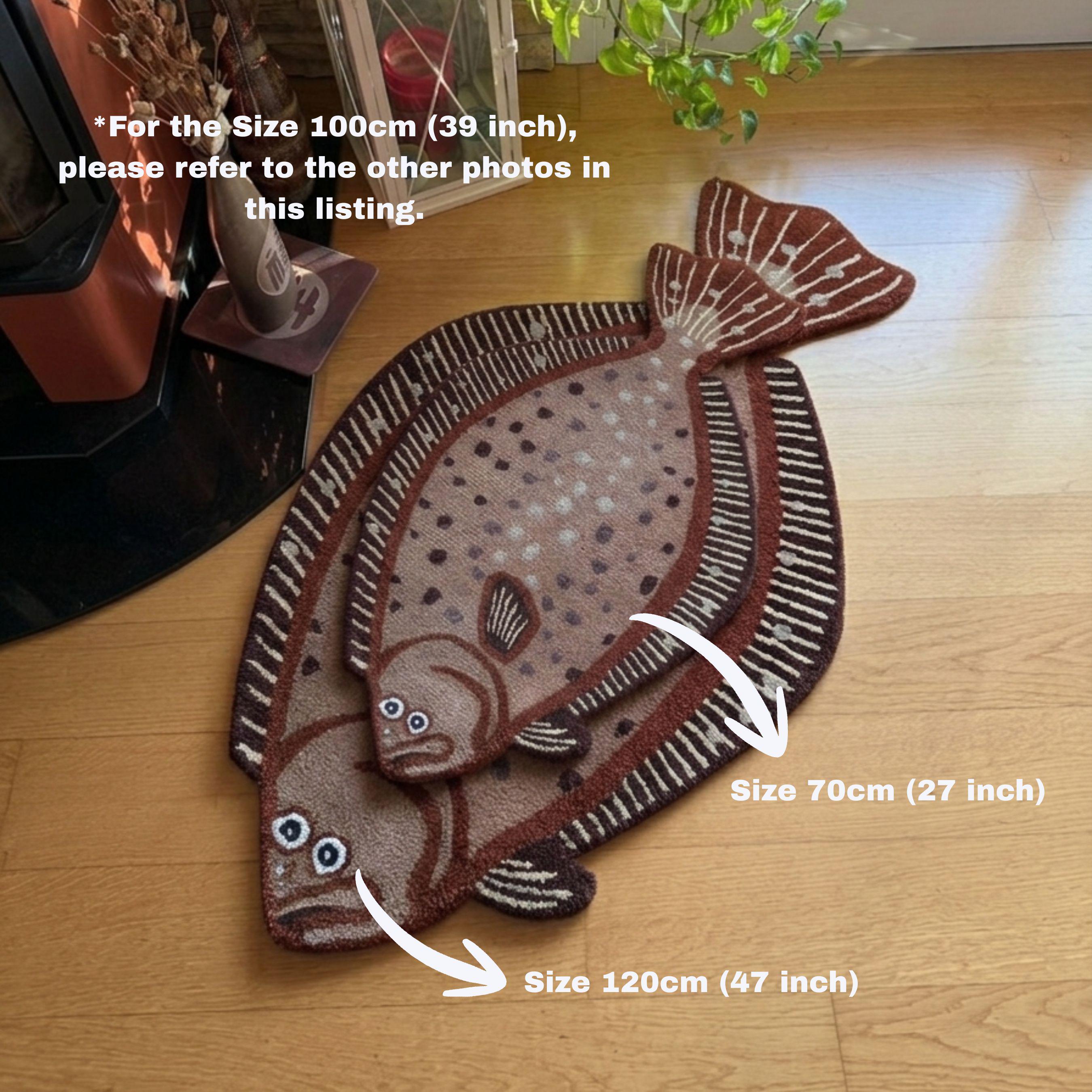 Custom Fish Can Rug Flounder Fish Tufted Rug - Handmade Rug for Nautical Decor - Fish Art ...