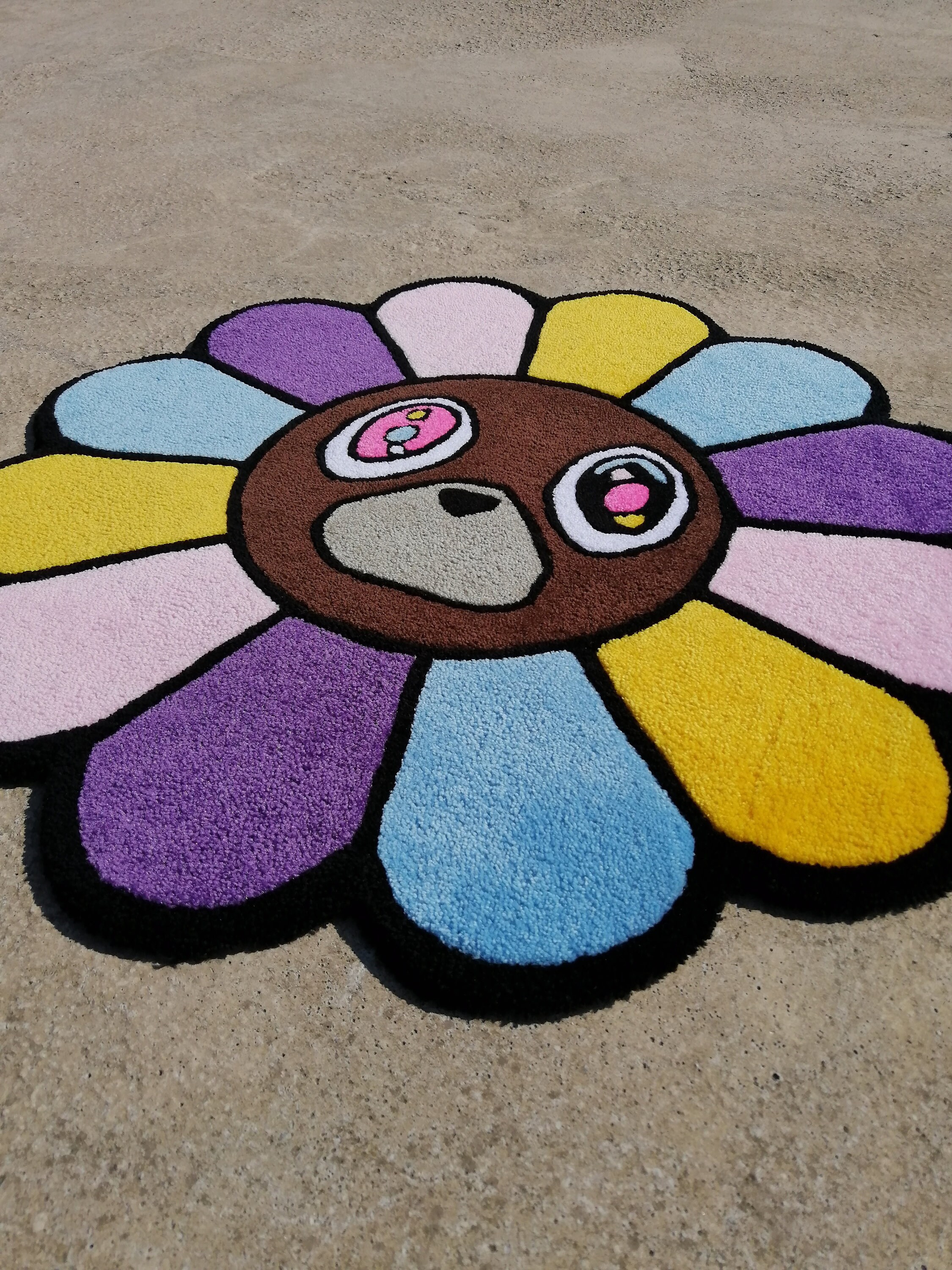 Kanye Bear Tufted Rug, Colorful Floral Rug, Hypebeast Decor Rug ...