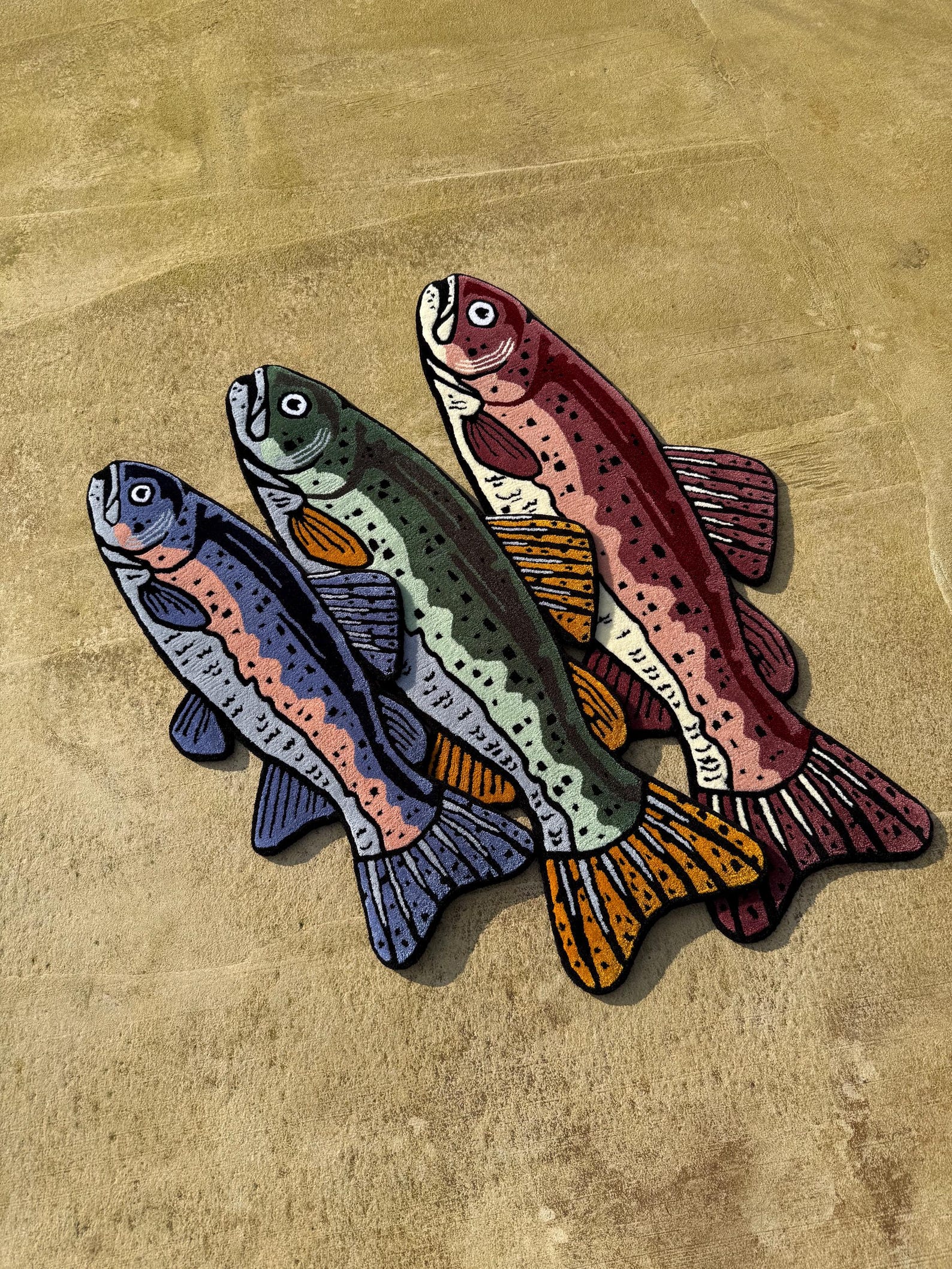 Fish Rug Handade Handmade Trout Fish Rug, Unique Fishing Gift for Him, Custom Tufted Rug ...