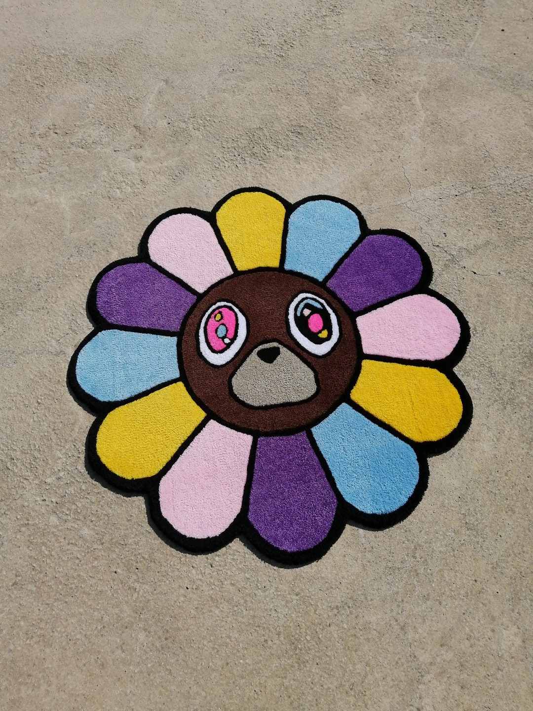 Kanye Bear Tufted Rug, Colorful Floral Rug, Hypebeast Decor Rug ...