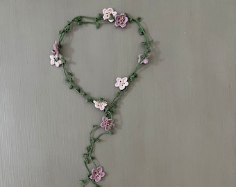 Hand Crochet Boho Necklace, Wearable Art, Jewelry