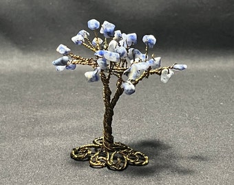 Handcrafted Dumortierite Gemstone Wire Tree, Gift, Art, Decor