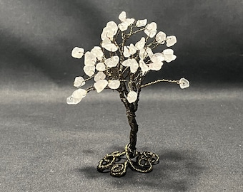 Handcrafted Rose Quartz Wire Tree, Gift, Art, Decor