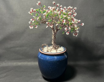 Handcrafted Beaded Wire Bonsai Tree, Gift, Art, Decor