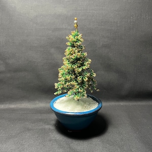 Handcrafted Beaded Wire Fir Tree, Christmas Decoration, Home Decor, Gift, Art