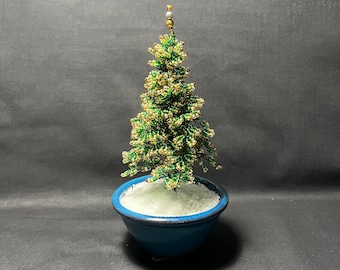 Handcrafted Beaded Wire Fir Tree, Christmas Decoration, Home Decor, Gift, Art