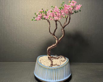 Beaded Bonsai Wire Tree, Art, Sculpture, Gift, Home decor