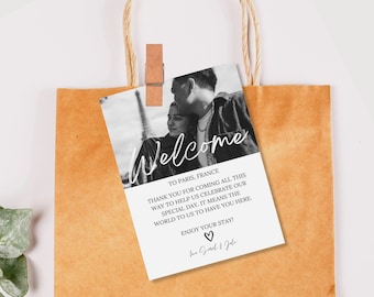 Modern Wedding Welcome Bag with Wedding Events Timeline, Hotel Welcome Bag, Destination Wedding, Youre welcome, Instant Download Template