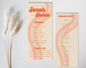 Retro 70s Wedding Program, Boho Ceremony Timeline (Instant Download)