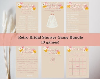 Retro 70s Bridal Shower Game Bundle, Fun Hen Party (Instant Download)