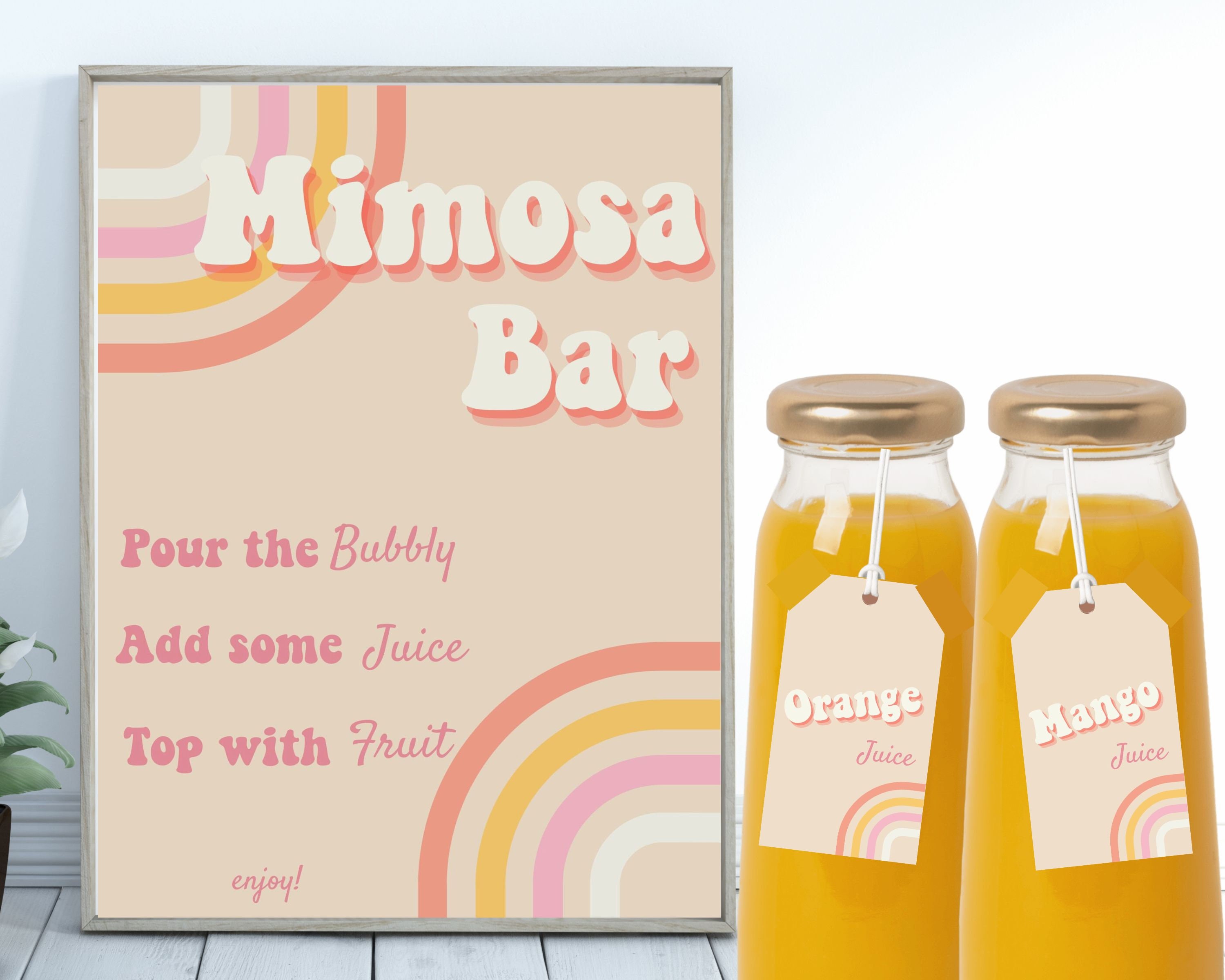  PRESTIGE Mimosa Bar Kit - 3 Glass Carafe with Lids (27oz) & Mimosa  Bar Sign. Brunch Decorations Party Kit w/Juice Carafes for Mimosa Bar  Supplies, Juice Mimosa Pitcher & Brunch Decor (