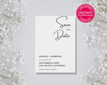 Einfache moderne Save The Date Karten Sofort Download, Save The Date Karten, Hochzeitskarte, druckbare Save The Date Hochzeitskarten,