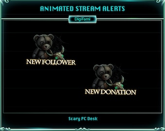 Spooky Stuffs Animated Twitch Alerts, Scary Animated Twitch Alerts, Horror Items Animated Twitch Alerts for Streamers