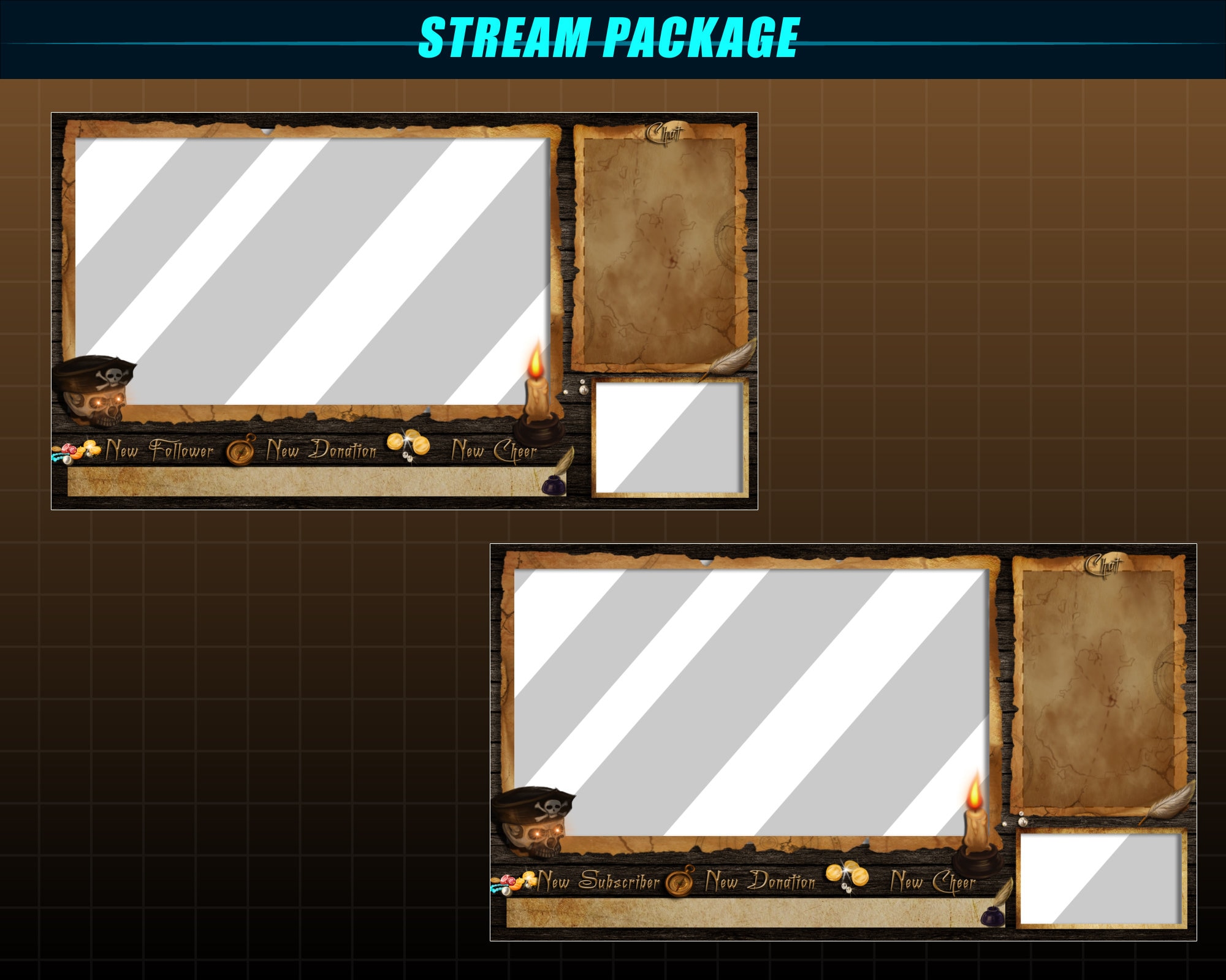 Pirate Stream Overlay Panel / Treasure Map Twitch Panel / Pirate Twitch