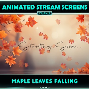 ANIMIERTE Twitch Stream Overlays Autumn Falling Leaves, Falling Maple Leaves Animierte Stream Screens für Streamer, OBS, Streamlabs - Ver. 1