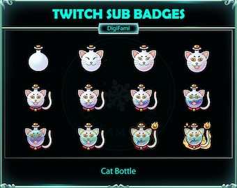 Cat Bottle Twitch Sub Badges, Cat Bottle Twitch Sub Badge for Streamers, YouTubers, Tiktokers, OBS