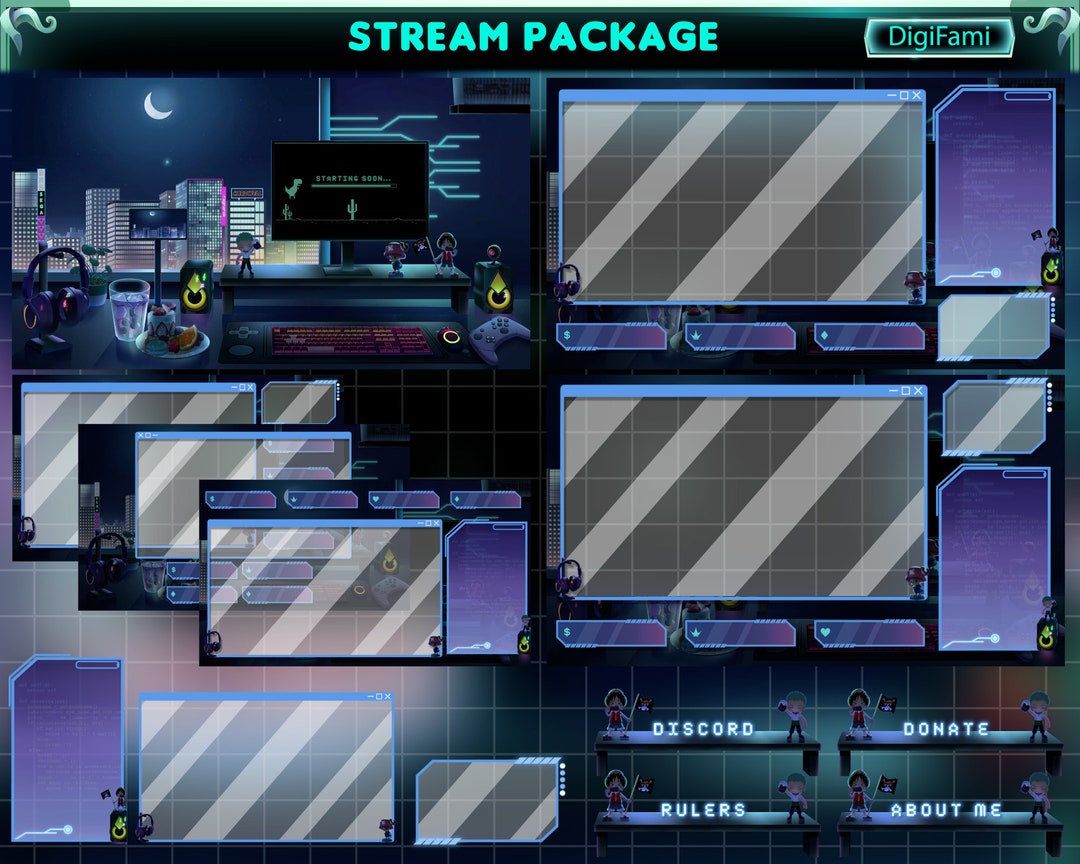 PC Room Stream Overlays Package, Luf-fy PC Desk Twitch Overlays Package ...